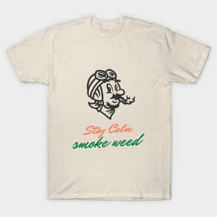 stay calm smoke weed Mario classic cartoon T-Shirt